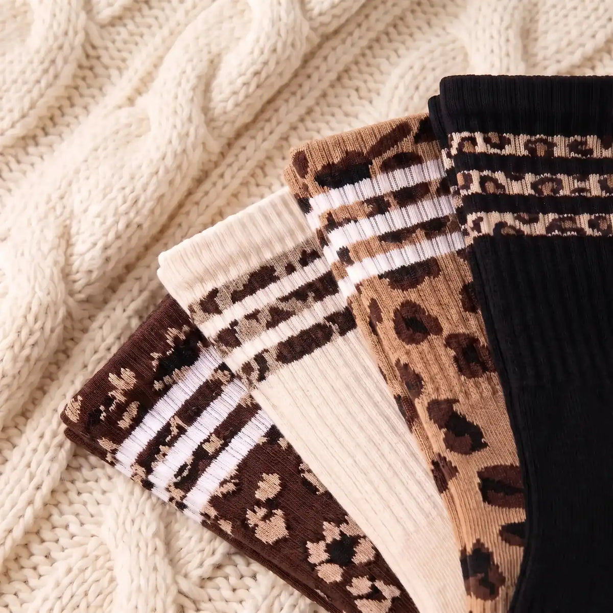 Leopard Crew Socks · 4-pack