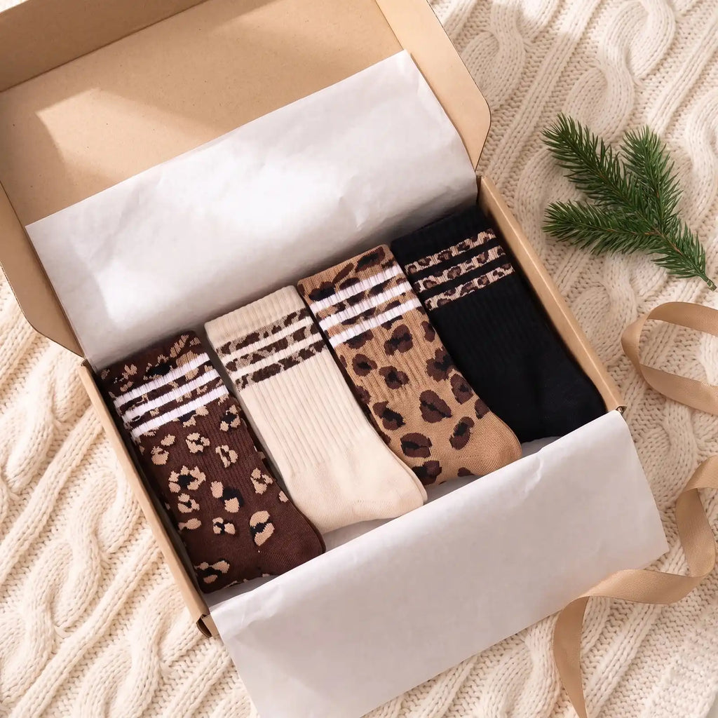 Leopard Crew Socks · 4-pack